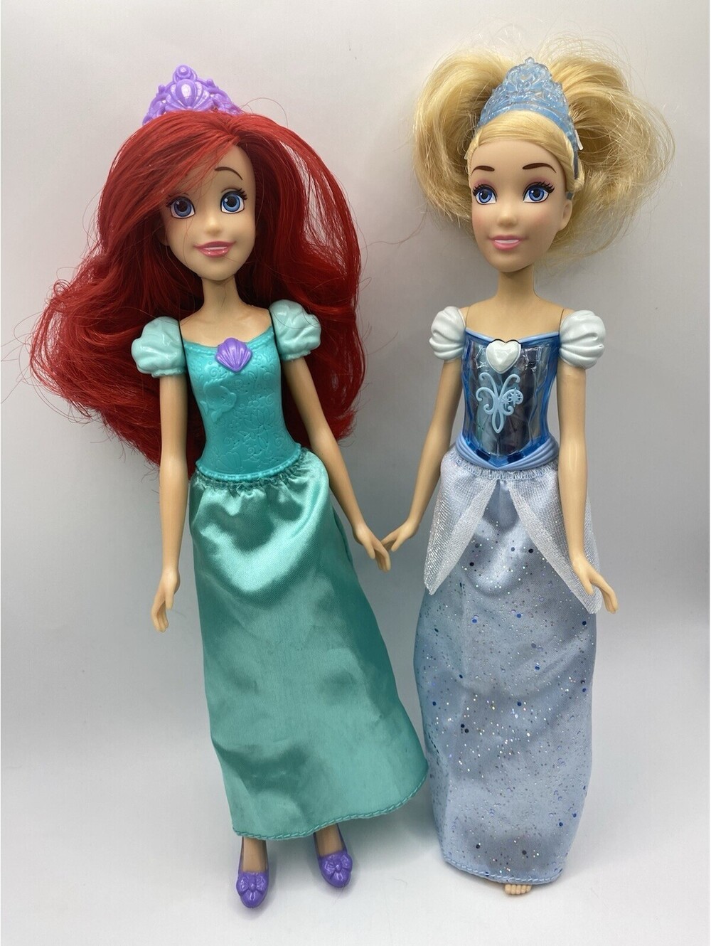 Lot Of 2 Disney 11 Inch Dolls Ariel Cinderella In Dresses B19
